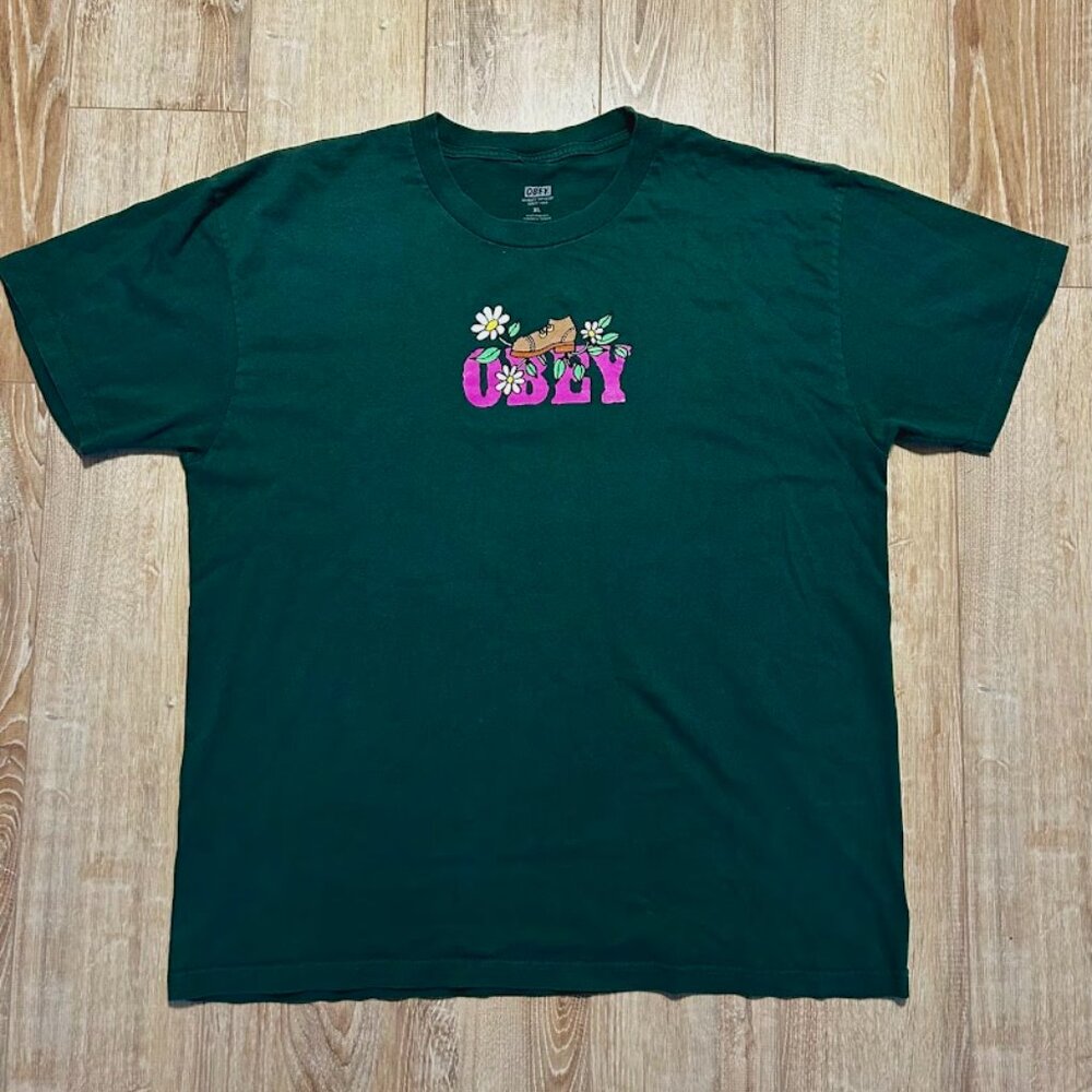 Obey Graphic T-Shirt - Green/purple - XL - Picture 1 of 3